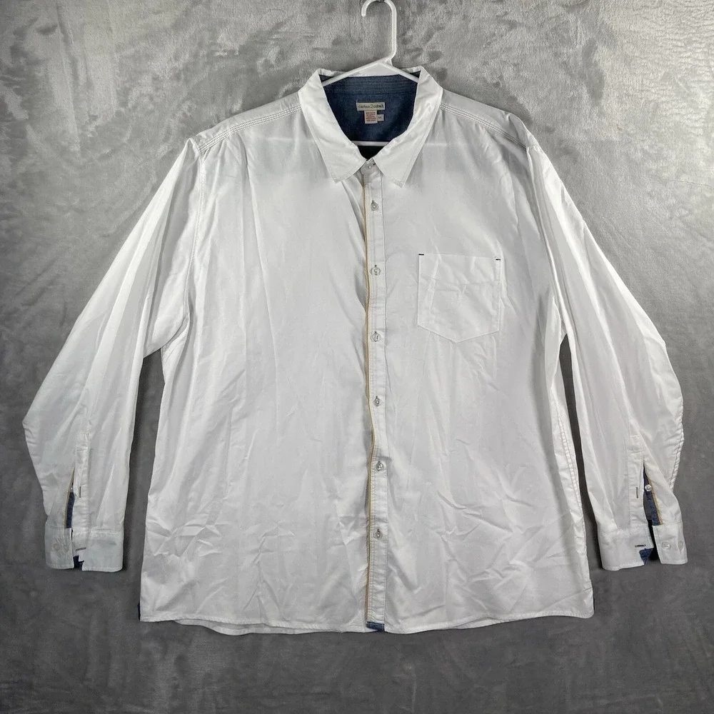 Carbon 2 Cobalt Shirt Mens XXL Button Up White Oxford Long Sleeve Cotton 2XL